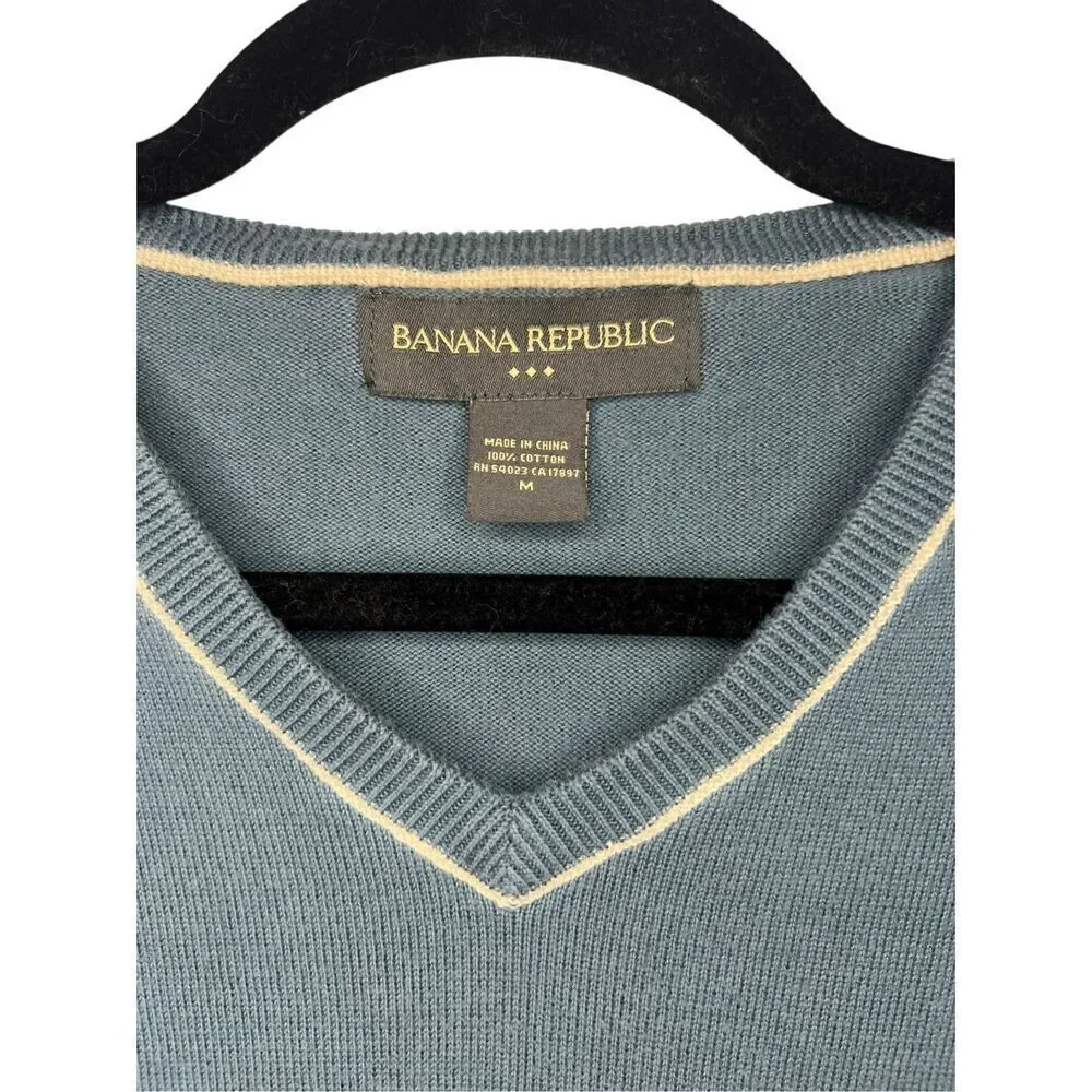 Banana Republic Men’s Medium V-Neck Sweater Knit Cotton Preppy Office‎